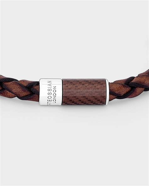 Tateossian Men's Carbon Pop Braided Leather Bracelet | Neiman Marcus