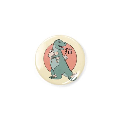 Dinosaur and cats | Button | Coffee Man Art