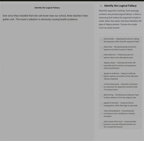 Gelöst:Identify the Logical Fallacy Identify the Logical Fallacy Read ...