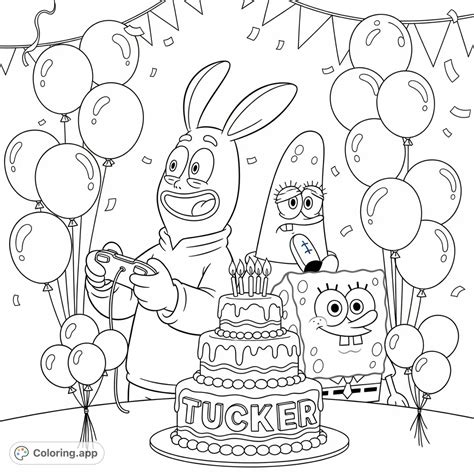 Labubu SpongeBob Birthday Bash - Coloring.app
