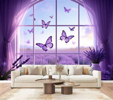 Red Barrel Studio® Peel and Stick Wallpaper Modern Self Adhesive Wall Mural for Bedroom Purple ...
