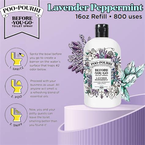 Poo-Pourri Before-You-Go Toilet Spray Refill, Lavender Peppermint, 16 ...