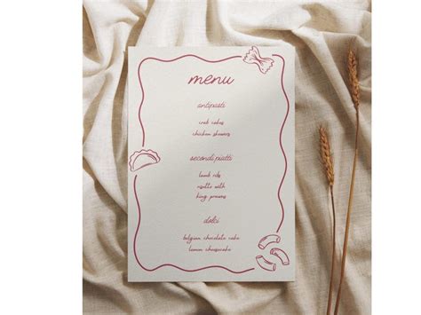 Italian Dinner Menu Canva Template, Simple Pasta Night Illustrations ...