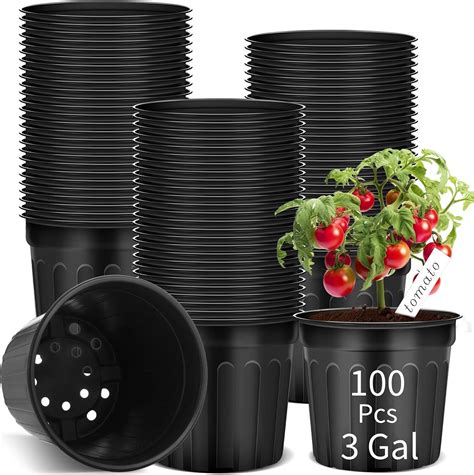 Amazon.com: Ziliny 100 Pcs 3 Gallon Plant Nursery Pots Bulk Plastic ...