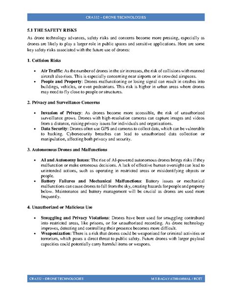 CRA332 Drone Technologies: Safety Risks and Concerns - Studocu