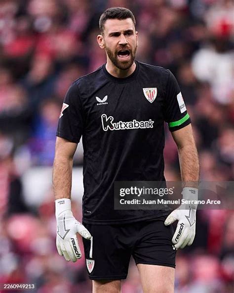Unai Simon of Athletic Club reacts during the LaLiga EA Sports match ...