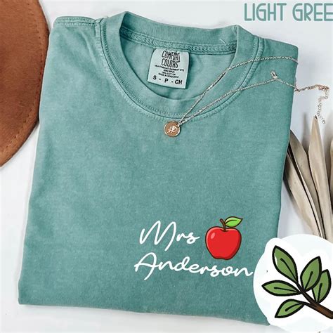 Comfort Colors® Custom Name Teacher Shirt, Personalized Apple Shirt ...