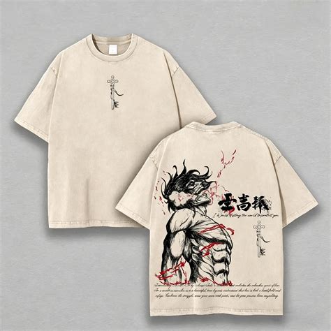 Eren Yeager Tee – Attack on Titan Vintage Washed Oversize T-Shirt funny graphic tee men’s trendy ...
