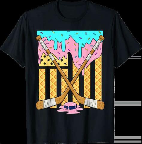 American Flag Ice Cream Drip Boys Ice Hockey Sport Player T-Shirt All ...