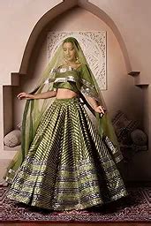Buy FOREST GREEN GHAZAL GOTTA LEHENGA SET | Radha Threads