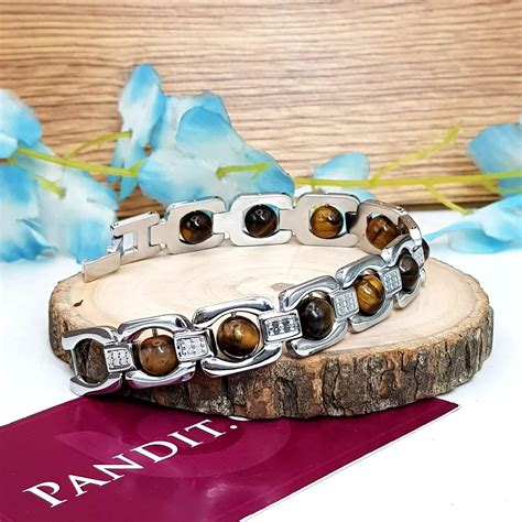 Tiger Eye Link Chain Bracelet - Pandit.com