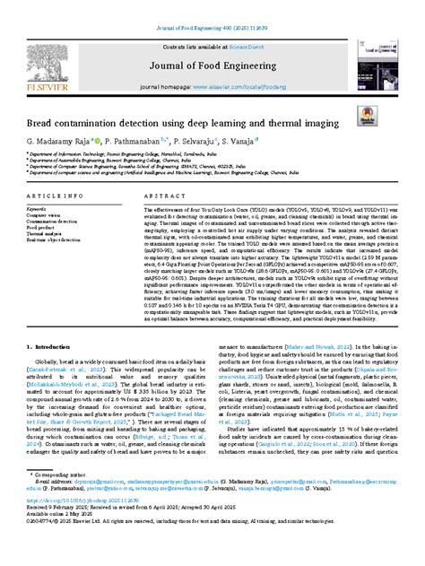 Bread Contamination Detection Using YOLO Models and Thermal Imaging ...