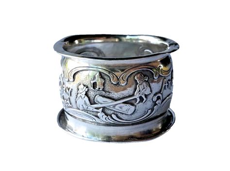 Antique Sterling Silver Dorothy Nursery Rhyme Napkin Ring, See Saw