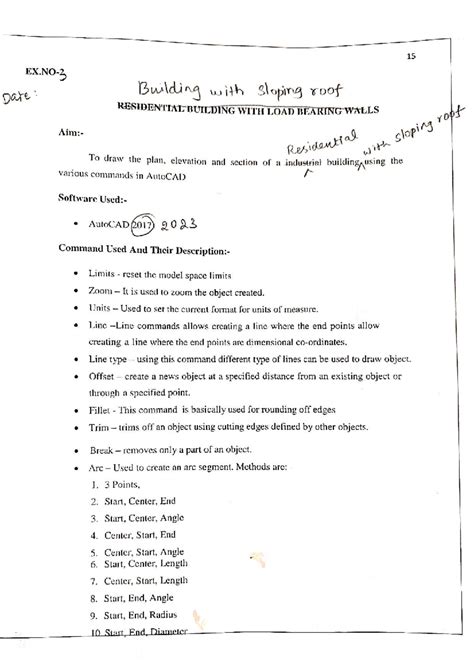 EX 3 - Residential Building Design with Sloping Roof in AutoCAD - Studocu