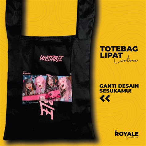 Jual Custom Tas / Totebag Lipat + Kantong Sablon Logo / Gambar ...