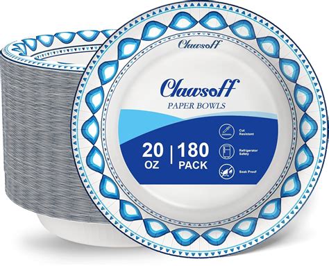 20 oz 180 Pack Paper Bowls Bulk, Soak Proof Heavy Duty Paper Bowls, Cut ...