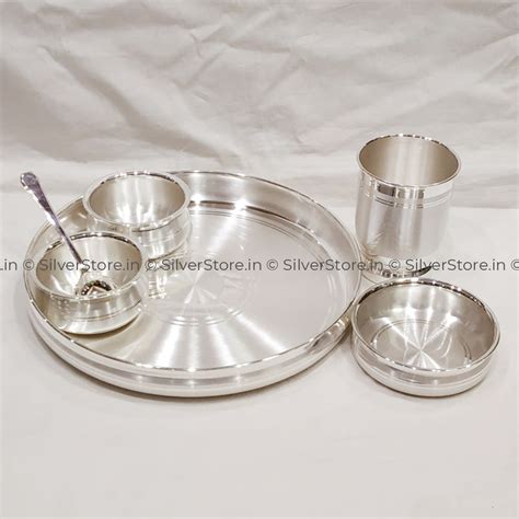999 Pure Silver Dinner Set / Thali Set - Ashapura Pattern with BIS ...