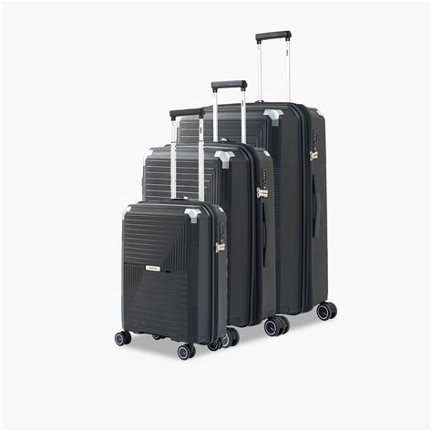 Shop WAVE Textured Hardcase Luggage Trolley with Retractable Handle ...