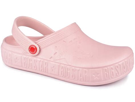 Lekkie damskie klapki chodaki BIG STAR ogrodowe plażowe piankowe różowe ...