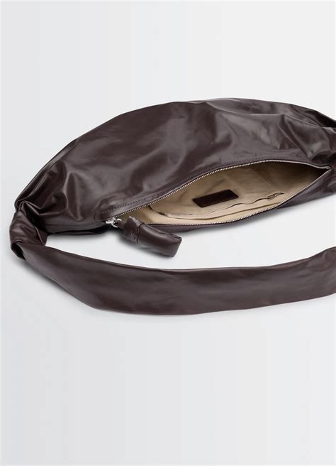 MEDIUM SOFT CROISSANT BAG IN PAPER LEATHER - Dark Chocolate - Paper Leather - Unisex | LEMAIRE