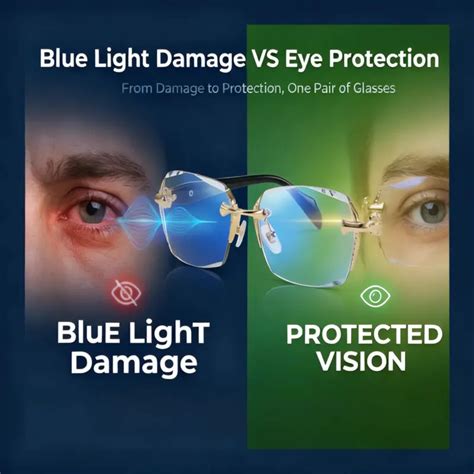 Frameless Glasses with Blue Light Blocking HD Clear Lenses Sparkling ...