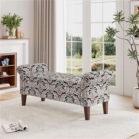 Watnature Ottoman with Storage Traditional Floral Bonsai Fabric for ...
