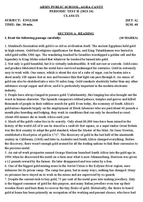 ARMY PUBLIC SCHOOL, AGRA CANTT ENGLISH PERIODIC TEST II NOTES - Studocu