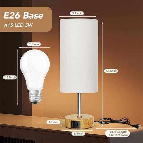 12.8" Touch Control Table Lamp, 3-Way Dimmable Bedside Nightstand Lamp ...