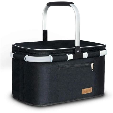 35L Large Picnic Basket Shopping Travel Camping Grocery Bags 2 Layers of Internal Pockets Leak ...