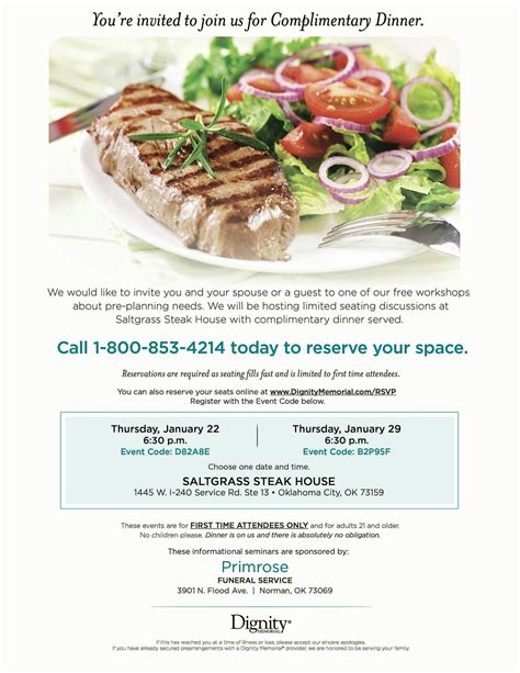 Your Life, Your Legacy Dinner Seminar, Saltgrass Steak House, Oklahoma ...