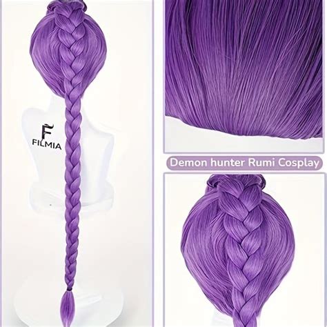 Women's Purple Braided Wig with Braids - Long Straight Hair Costume ...