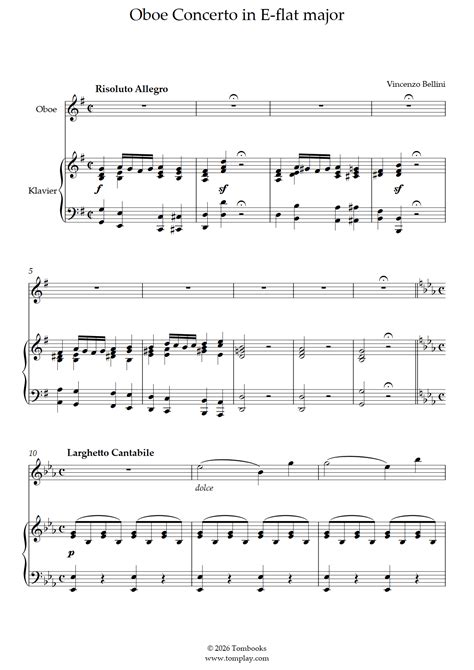 Oboe Concerto in E-flat major (Bellini Vincenzo) - Oboe Sheet Music
