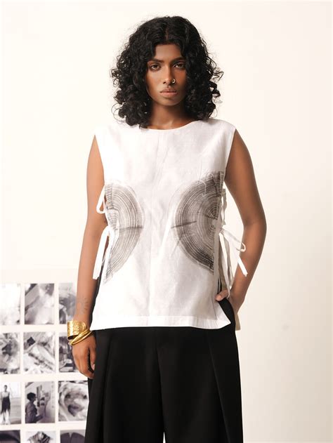 White Hand Painted Chanderi Top