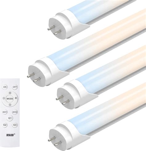 JESLED T8 Dimmable LED Tube Lights with Remote, Type B, 3200LM, 24W, 6 ...
