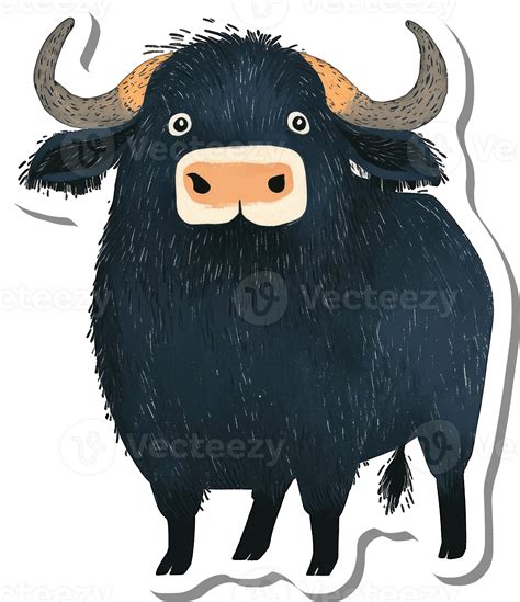 A Dark Furry Bull With Large Horns Stands Proudly 55382232 PNG