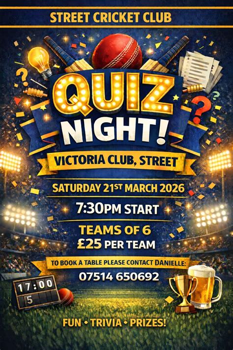 Quiz Night, Victoria Club Street, 21 March 2026 | AllEvents