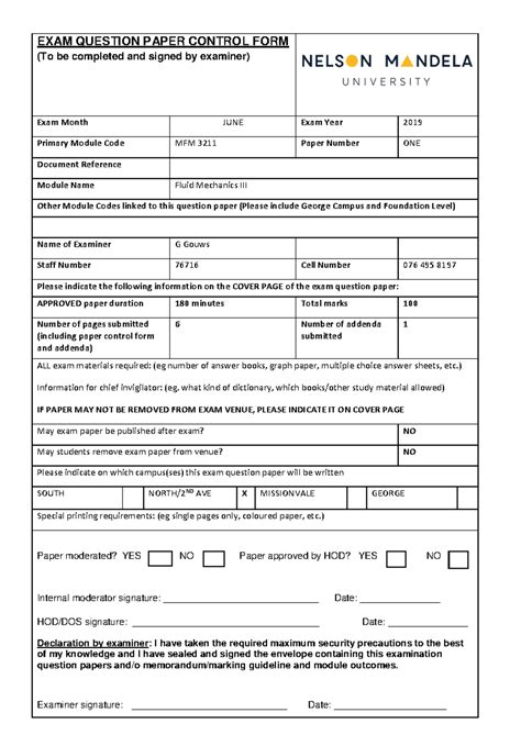 MFM 3211 JUNE 2019 - Exam Question Paper Control Form - Studocu