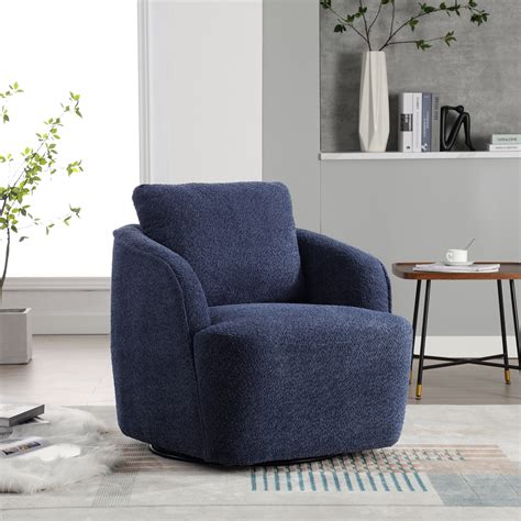 30.3"W Boucle Upholstered Swivel Accent Barrel Chair and Comfy Round ...
