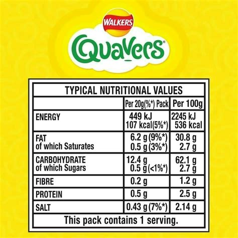 Walkers Quavers Cheese Snacks Crisps 20g (Pack of 32) - Tesco Groceries