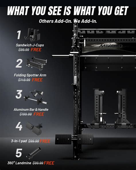 Mikolo Anubis-2.0 Smith Machine, 2000LBS Power Cage with LAT Pulldown&Cable Crossover, Multi ...