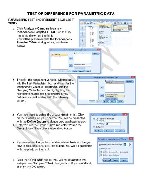 Parametric Tests: Independent Samples T-Test & ANOVA Guide - Studocu