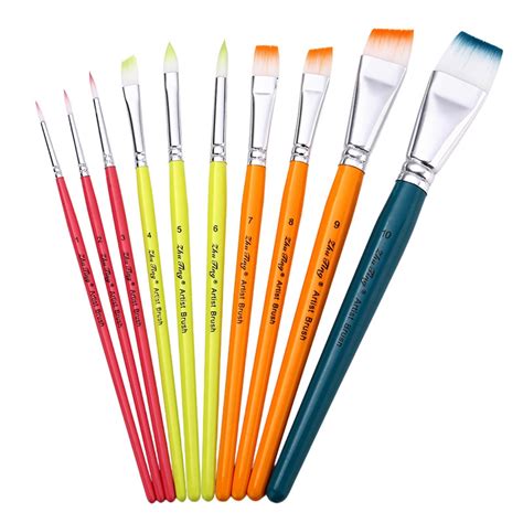 10 Pcs Human Body Paint Brushes Set Face Painting Brushes Nylon Hair Paint Brushes Drawing ...
