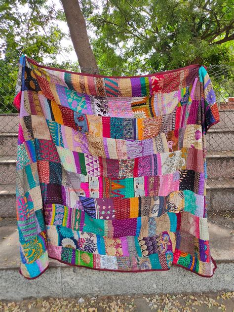 Indian Handmade Patchwork Kantha Quilt Hippie Bedding Bedspread Boho ...