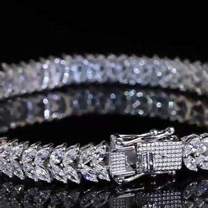 Buy Marquise Moissanite Tennis Bracelet Double Row White Gold Jewelry ...