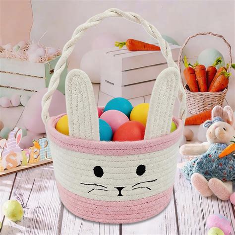 Easter Basket, Easter Bunny Baskets with Handle, Baby Gift Baskets, Egg ...