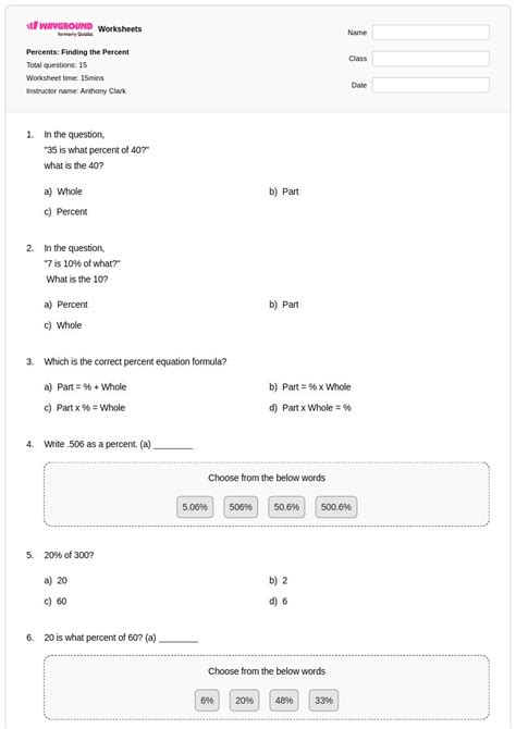 50+ Percent Calculations worksheets for Year 12 on Wayground | Free ...
