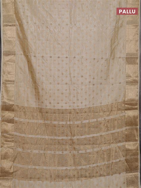 Semi raw silk saree cream with allover zari woven 1000 buttas and zari ...