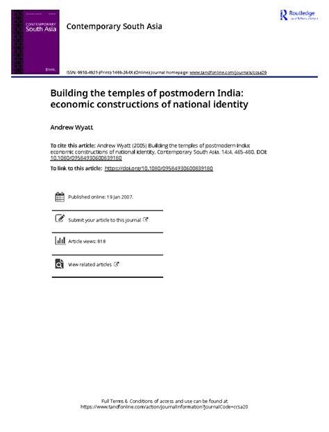 Building the Temples of Postmodern India: Economic Identity Constructs ...