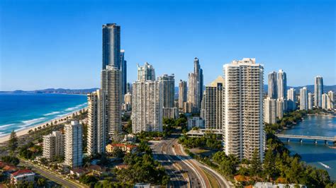 Gold Coast skyline framed by beach and blue water