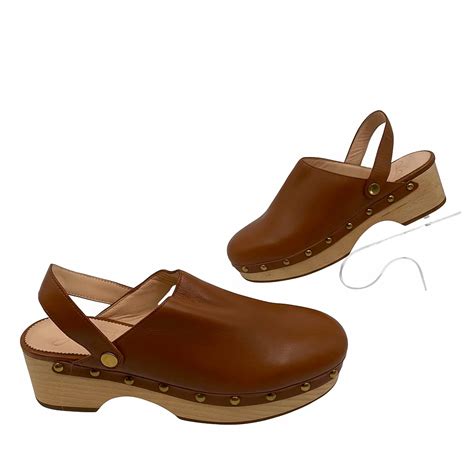 J. Crew Brown Leather Clog Mules J. Crew Brown Leather Clog Mules Size ...